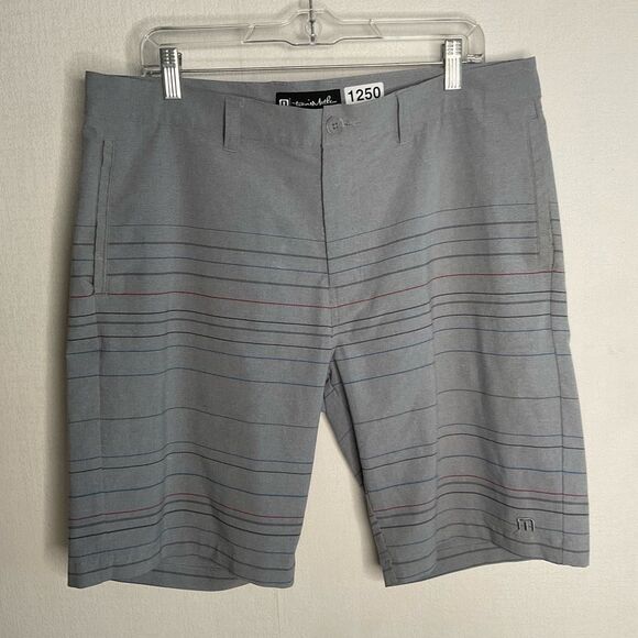 Travis Mathew 36 x 10"‎ Light Gray Stripe Beck Tech Stretch Golf Shorts - Picture 1 of 10